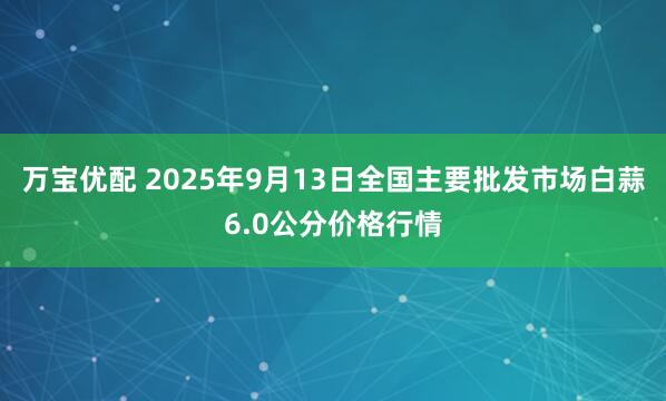 万宝优配 2025年9月13日全国主要批发市场白蒜6.0公分价格行情