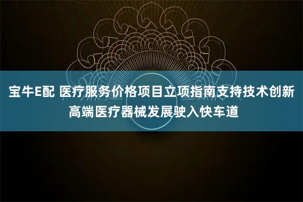 宝牛E配 医疗服务价格项目立项指南支持技术创新 高端医疗器械发展驶入快车道