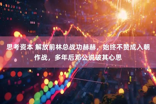 思考资本 解放前林总战功赫赫，始终不赞成入朝作战，多年后邓公说破其心思