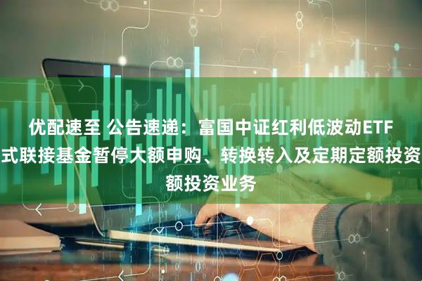 优配速至 公告速递：富国中证红利低波动ETF发起式联接基金暂停大额申购、转换转入及定期定额投资业务